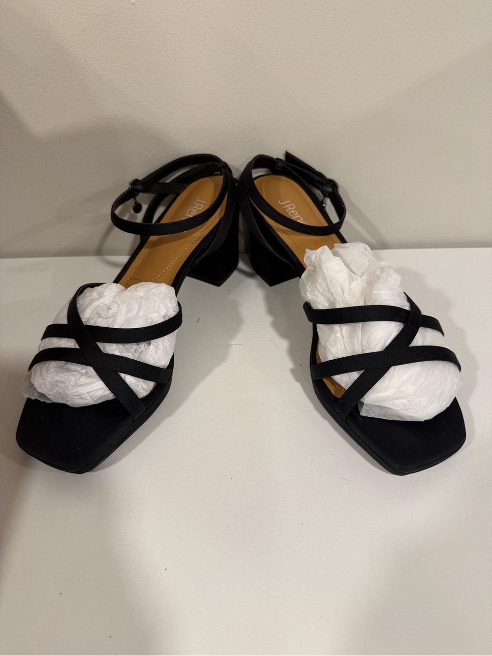 J.Renee Black Strappy Block Heel Sandals